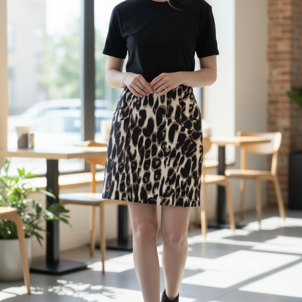 NEW Carlisle Black and Tan Leopard Mini Skirt